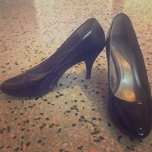 Black patent leather heels